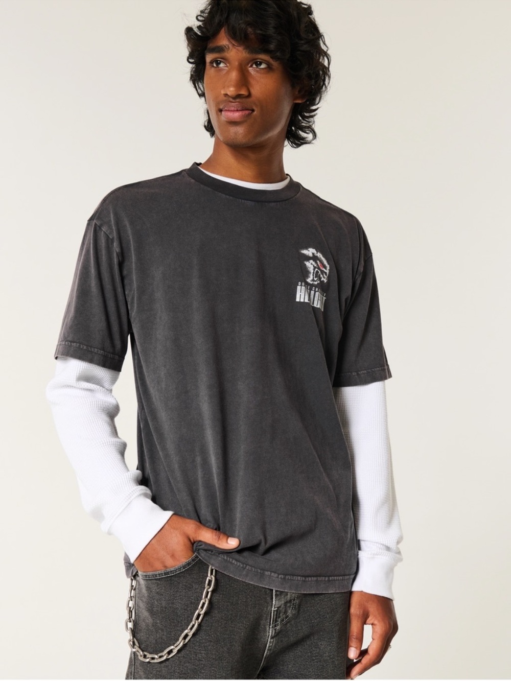 Hollister Charcoal Dodge Charger Hellcat Short Sleeve Graphic Tee